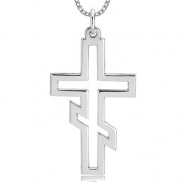 Collar Silueta de Cruz Ortodoxa en Plata 