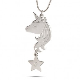 Unicornio de plata con inicial